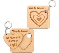 Ernestine - Demande Marraine - Porte-Clés et Carte en Bois “Ma Marraine d’Amour”, Cadeau Annonce Grossesse, Idée Cadeau Originale pour Marraines, Amie, Naissance - Carte d'annonce grossesse Maraine