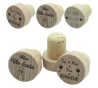 ERNESTINE - Lot 3 bouchons Saint-Valentin - couple - cadeau homme cadeau femme amour et couple - bouchon personnalisé - idée saint-valentin - bouchon vin bouteille