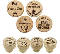 ERNESTINE - Lot de 4 bouchons papi fête des grands pères - cadeau fête papy - idée papis - cadeaux bouteille bouchon à vin - bouchon personnalisé - idée homme anniversaire accessoire vin