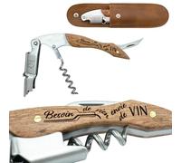 ERNESTINE - Tire-bouchon sommelier en acier inoxydable gravé, professionnel, avec coupe-bouteille, ouvre-capsule et couteau - Cadeau personnalisé pour homme femme - Ouvre-bouteille cadeau anniversaire