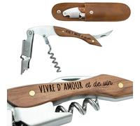 ERNESTINE - Tire-bouchon sommelier en acier inoxydable gravé, professionnel, avec coupe-bouteille, ouvre-capsule et couteau - Cadeau personnalisé pour homme femme - Ouvre-bouteille cadeau anniversaire