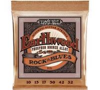 Ernie Ball Earthwood Rock and Blues Cordes Phosphore Bronze avec corde G simple, pour guitare acoustique, calibre 10-52