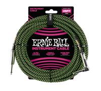Ernie Ball 25' Braided Cable Black/Green
