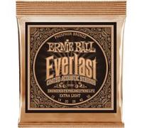 Ernie Ball Cordes pour guitare acoustique Everlast 2550 – Phosphore Bronze, extra-légères 10-50