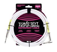 Ernie Ball Câble d’instrument, connecteur droit et coudé, 3 m, blanc