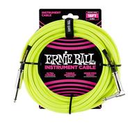 Ernie Ball Câble d’instrument tressé, connecteur droit et coudé, 5,5 m, jaune fluo