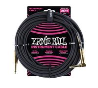 Ernie Ball Câble d’instrument tressé, connecteur droit et coudé, 7,6 m, noir