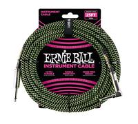 Ernie Ball 25' Braided Cable Black/Green