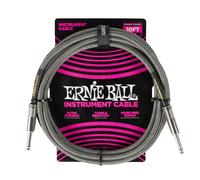 Ernie Ball Braided Instrument Cable Straight/Straight 10ft - Silver Fo