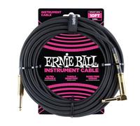Ernie Ball Câble d'instrument tressé, connecteur droit et coudé, 3 m, noir