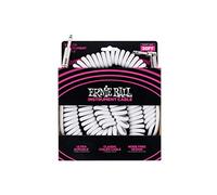 Ernie Ball Câble pour instrument 6045 Ultraflex Spirale Jack droit & coudé 9 m Blanc