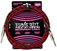 Câble jack Ernie Ball 3M Jack Mono Mâle vers Jack Mono Mâle Rouge et Noir