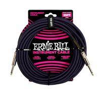 Ernie Ball Câble tressé pour instrument, connecteur droit, 7,6 m, violet/noir