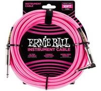 Cables Instrument Gaine Tisse Jack/jack Coudé 3M Rose Fluo