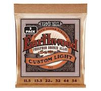 Ernie Ball Cordes guitare acoustique Custom Light Earthwood Phosphor-Bronze Tirant 11,5-54 3 jeux