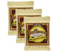 Ernie Ball Earthwood Cordes moyennes légères Bronze 80/20, pour guitare acoustique, calibre 12-54 (Lot de 3)