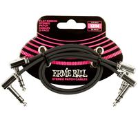 Ernie Ball Flat Ribbon Stereo Patch Cable 12" Black 2 Pack