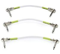 Ernie Ball Jeu de 3 câbles de raccordement, connecteurs plats coudés, 15,2 cm, blanc