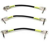 Ernie Ball Jeu de 3 câbles de raccordement, connecteurs plats coudés, 15,2 cm, noir
