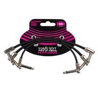 Ernie Ball Cables Instrument Patch Pack de 3 - Coudé Fin & Plat - 15 CM