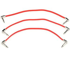 Ernie Ball Jeu de 3 câbles de raccordement plats Ribbon, 30,5 cm, rouge