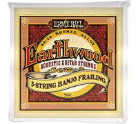 Ernie Ball P02061 Earthwood Cordes Banjo Frailing avec extrémité à boucle, Bronze 80/20, pour guitare acoustique à 5 cordes, calibre 10-24
