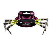 Ernie Ball Patch cable - Câble audio - jack mono mâle incliné pour jack mono mâle incliné - 15.24 cm - blindé - noir (pack de 3)