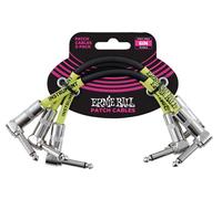 Ernie Ball – Jeu de 3 câbles de raccordement – connecteurs coudés, 15,2 cm – Noir