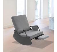 ERnonde Fauteuil de relaxation, à bascule réglable, avec accoudoirs et repose-pieds, jusqu'à 200 kg, dossier réglable en 3 positions, engrenage réglable (gris foncé + noir)