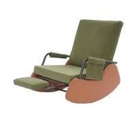 ERnonde Fauteuil de relaxation, à bascule réglable, avec accoudoirs et repose-pieds, jusqu'à 200 kg, dossier réglable en 3 positions, engrenage réglable (vert foncé + couleur café)