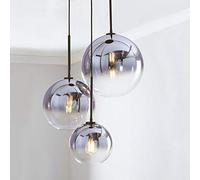 ERNP Lampe à Suspension Moderne réglable pour Chambre à Coucher, Hauteur de la Lampe Suspendue à 3 Boules de Verre dégradé, Lustre réglable E27 plafonnier pour Salle à Manger Salon Chambre (coule