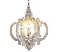 ERNP Lustres Lustre en Bois 6 Lumières Luminaires Suspendus, Lustres Industriels Plafonnier Suspendu pour Cuisine Salle à Manger Chambre Foyer Couloir
