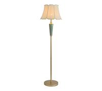 ERNP Vintage Gold Floor Lamp, Antique Metal LED Standing Lamp with Fabric Shade, E27 Socket, Foot Switch, Max 40W, 153 cm, Classic Floor Light for Living Room, Bedroom, Office, Study