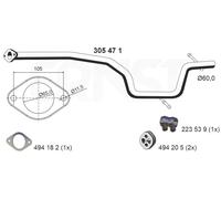ERNST Tuyau d'échappement Ligne d'échappement 305471 centre 1880mm