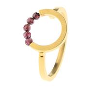 Ernstes Design Bague R745 grenat en acier inoxydable plaqué or, Acier inoxydable, Grenat