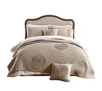 ERNZI Couvre Lit Matelassé De Luxe Dessus De Lit 2 Personnes Boutis Coton Couverture De Lit Patchwork avec 2 Taies d'oreiller,Marron,230 x 250 cm,Marron,240 x 260 cm