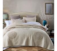 ERNZI Couvre Lit Matelassé De Luxe Dessus De Lit 2 Personnes Boutis Coton Couverture De Lit Patchwork avec 2 Taies d'oreiller,Marron,230 x 250 cm,Beige,240 x 260 cm