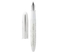erofa Hongdian N23 Stylo plume lapin blanc, longue lame moyenne, bordure argentée, design sculpté lapin porte-bonheur du Nouvel An, stylo d'écriture lisse avec convertisseur et boîte à stylo en métal