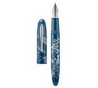erofa Hongdian N23 Stylo plume lapin bleu, longue lame moyenne, bordure argentée, design sculpté lapin porte-bonheur du Nouvel An, stylo d'écriture lisse avec convertisseur et boîte à stylo en métal