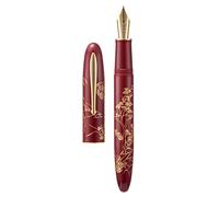 erofa Hongdian N23 Stylo plume lapin rouge, longue lame moyenne, bordure dorée, design sculpté lapin porte-bonheur du Nouvel An, stylo d'écriture lisse avec convertisseur et boîte à stylo en métal