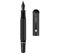 erofa Majohn P138 Stylo plume à piston, pointe fine, stylo d'écriture à motif de gravure octaédrique noir avec coffret (version avec capuchon de stylo octaédrique)