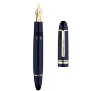erofa Majohn P141 Stylo plume à piston n°8 Pointe fine Résine bleue avec fenêtre d'encre, stylo cadeau avec boîte, garniture dorée