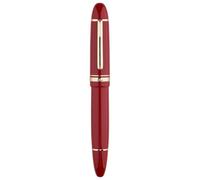 erofa Majohn P141 Stylo plume à piston n°8 Pointe fine Résine rouge avec fenêtre d'encre, stylo cadeau avec boîte, garniture dorée