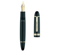 erofa Majohn P141 Stylo plume à piston n°8 Pointe fine Résine verte avec fenêtre d'encre, stylo cadeau avec boîte, garniture dorée