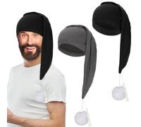 Erogeen Lot de 2 bonnets de nuit réglables avec cordon de serrage et pompon pour costume quotidien, Noir + gris foncé., taille unique