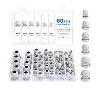 eROOSY 60 Pcs Nylon Presse-Étoupes Étanches PG7 PG9 PG11 PG13.5 PG16 PG19 Presse-étoupes, Presse-étoupes Réglables pour câbles de 3-15mm de diamètre
