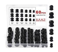 eROOSY 60 Pcs Nylon Presse-Étoupes Étanches PG7 PG9 PG11 PG13.5 PG16 PG19 Presse-étoupes, Presse-étoupes Réglables pour câbles de 3-15mm de diamètre, Noir