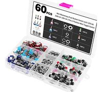 eROOSY 60 pièces 125V 6A 250V 2A 120V 5A AC 3 broches 2 positions ON-ON Mini interrupteur à bascule 250V 1A AC Mini interrupteur à bouton-poussoir momentané rouge/vert/noir Cap