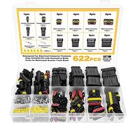 eROOSY 622 Pièces Imperméable à l'eau Connecteurs, Connecteurs Étanches pour Voiture à 1/2/3/4/5/6 Broches mâle/femelle avec fusibles à lame automobile pour Bateaux Camion Scooter Moto, 23-16AWG