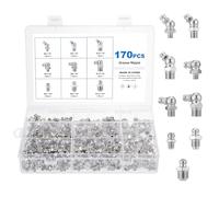 eROOSY Assortiment de 170 graisseurs M6 M8 M10 - Droits - Coudés à 45° à 90° - Pour presses lubrifiantes et graisseuses hydrauliques